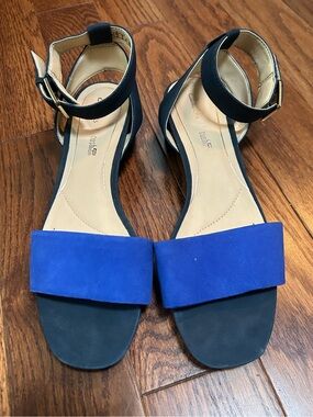 Clarks Orabella Rose Blue Suede Color-block Ankle Strap Sandals Size 8